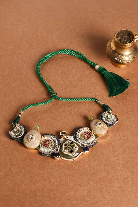 Shop Joules By Radhika Multi Color Vivacious Kundan Floret Choker Necklace at Aza Fashions Shop_Joules By Radhika_Multi Color Vivacious Kundan Floret Choker Necklace_at_Aza_Fashions