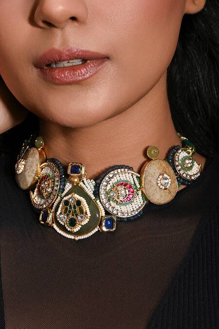 Joules By Radhika Multi Color Vivacious Kundan Floret Choker Necklace Online at Aza Fashions Joules By Radhika_Multi Color Vivacious Kundan Floret Choker Necklace_Online_at_Aza_Fashions