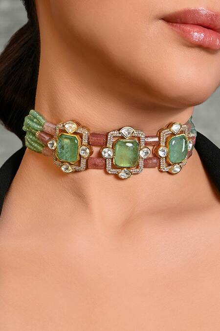 Joules By Radhika Multi Color Jazzy Quad Stone Embellished Choker Online at Aza Fashions Joules By Radhika_Multi Color Jazzy Quad Stone Embellished Choker_Online_at_Aza_Fashions