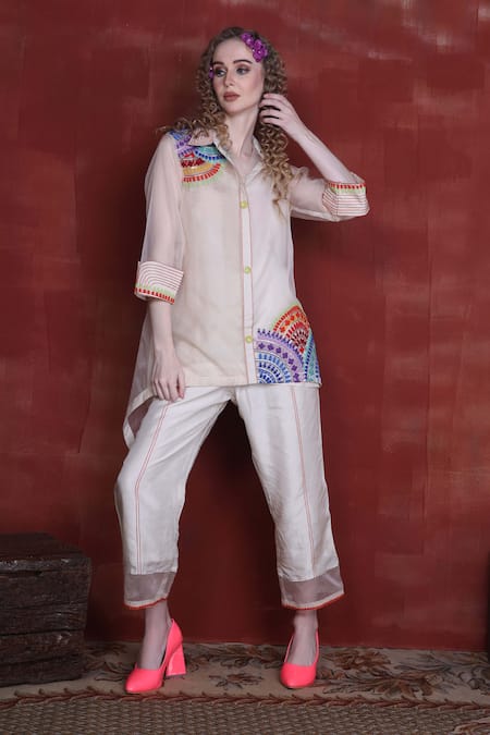 Sunita Nagi Thread Embroidered Top Pant Set 