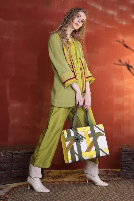 Sunita Nagi Dot Aari Embroidered Jacket Pant Set 