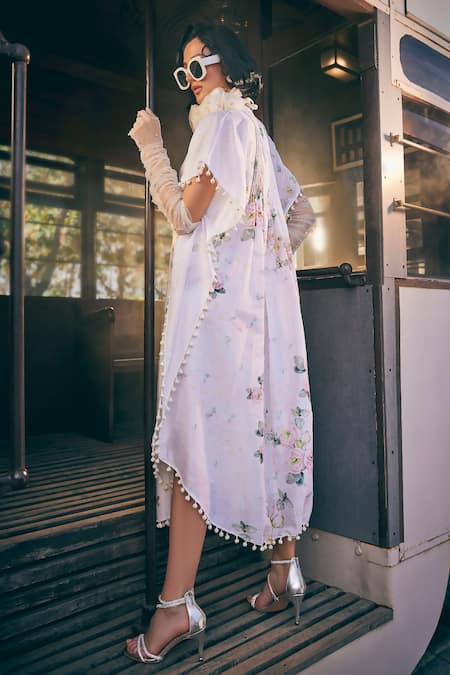 Tabeer India Chanderi Floral Print Kaftan 