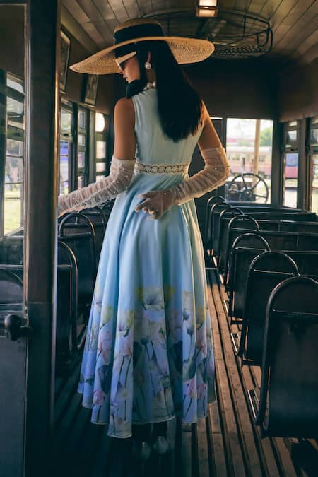 Tabeer India Chanderi Lotus Print Dress 