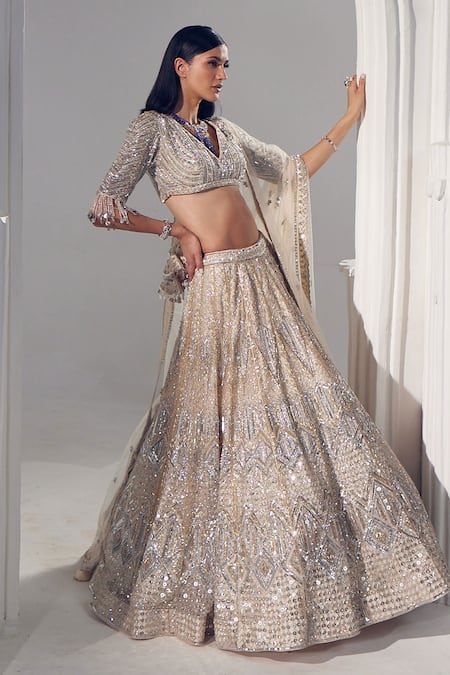 Ruchika Hurria Sequin Embroidered Bridal Lehenga Set 