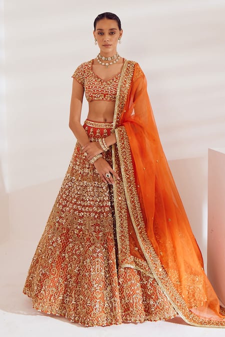 Ruchika Hurria Zari Embroidered Bridal Lehenga Set 