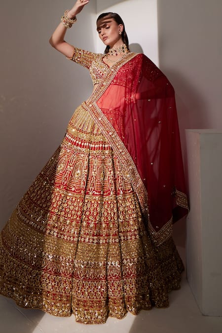 Ruchika Hurria Pearl Embroidered Bridal Lehenga Blouse Set 