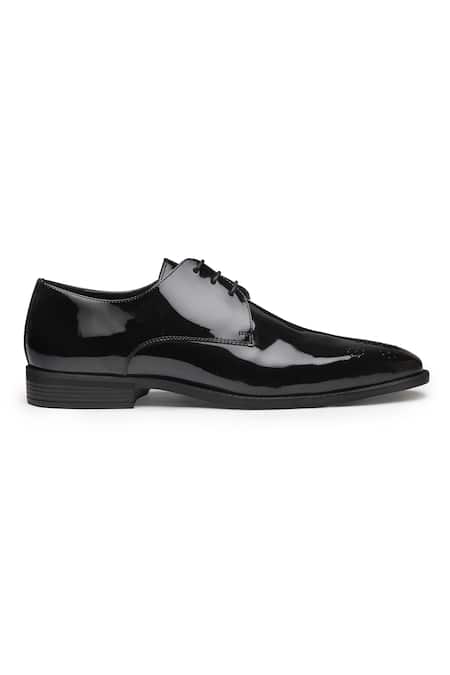 Dang Shoes_Black Patent Brogue Lace-up Shoes _Online_at_Aza_Fashions
