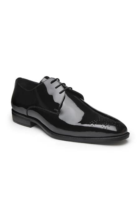 Shop_Dang Shoes_Black Patent Brogue Lace-up Shoes _at_Aza_Fashions