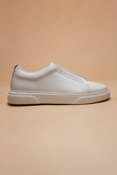 Dang Shoes_White Designer Round Toe Sneakers _Online_at_Aza_Fashions