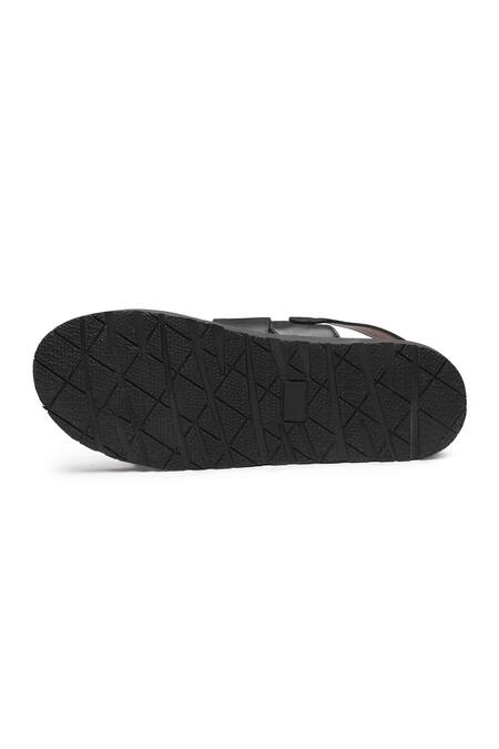Buy_Dang Shoes_Black Stitchline Thread Genuine Leather Sandals _Online_at_Aza_Fashions