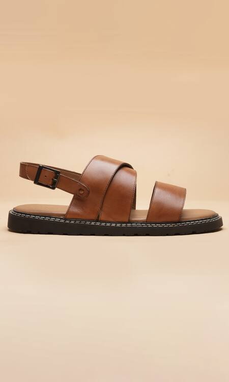 Dang Shoes_Brown Stitchline Thread Sandals _Online_at_Aza_Fashions
