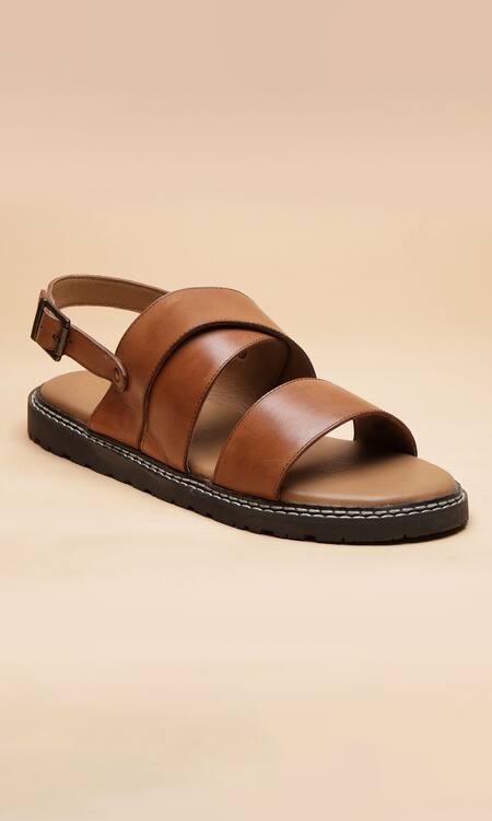 Shop_Dang Shoes_Brown Stitchline Thread Sandals _at_Aza_Fashions