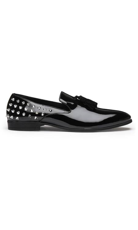 Dang Shoes_Black Studs Embellished Loafers _Online_at_Aza_Fashions