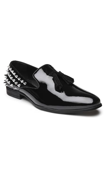 Shop_Dang Shoes_Black Studs Embellished Loafers _at_Aza_Fashions