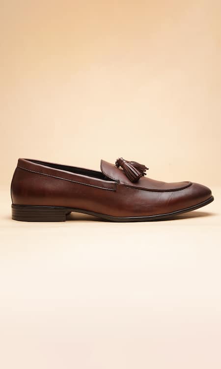Dang Shoes_Brown Tassels Harold Embellished Loafers _Online_at_Aza_Fashions