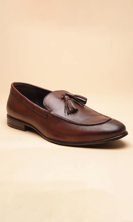 Shop_Dang Shoes_Brown Tassels Harold Embellished Loafers _at_Aza_Fashions
