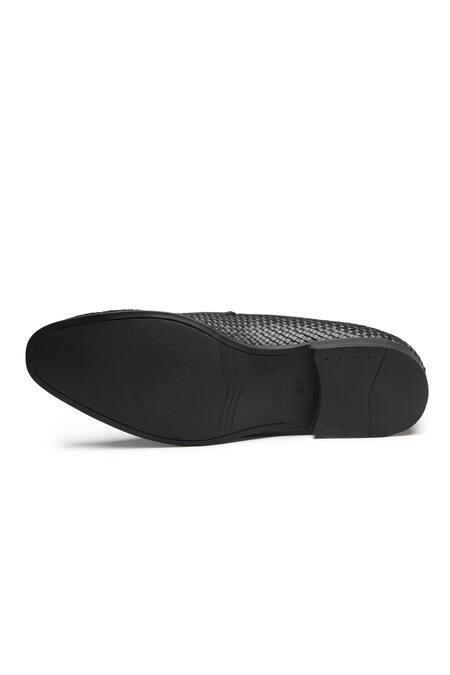 Buy_Dang Shoes_Black Woven Penny Loafers _Online_at_Aza_Fashions