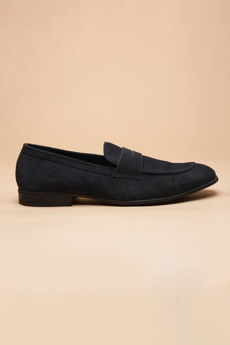 Dang Shoes_Blue Cutwork Penny Loafers  _Online_at_Aza_Fashions