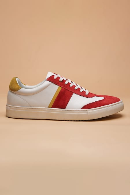 Dang Shoes_Red Colorblock Designer Shoes _Online_at_Aza_Fashions