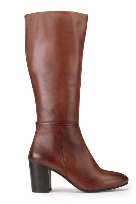 Dang Shoes_Brown Long Pointed Toe Boots _Online_at_Aza_Fashions