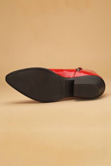 Buy_Dang Shoes_Red Stitchline Thread Joker Patent Leather Boots_Online_at_Aza_Fashions