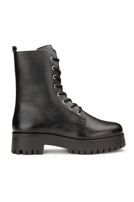 Dang Shoes_Black Stitchline Thread Combat Boots _Online_at_Aza_Fashions