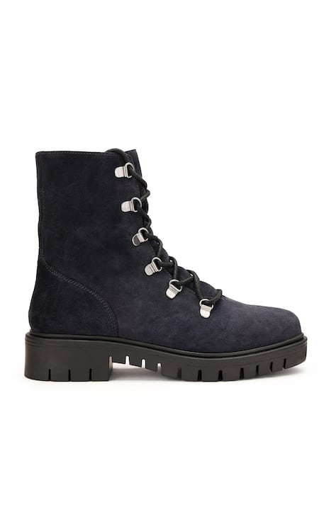 Dang Shoes_Blue Round Toe Combat Boots _Online_at_Aza_Fashions
