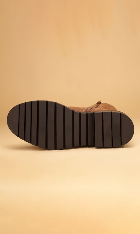 Buy_Dang Shoes_Brown Solid Combat Boots _Online_at_Aza_Fashions