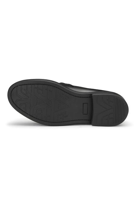 Buy_Dang Shoes_Black Geob Buckle Round Toe Saddle Loafers _Online_at_Aza_Fashions