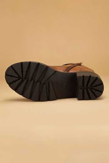 Buy_Dang Shoes_Brown Theresa Front Buckle Boots _Online_at_Aza_Fashions