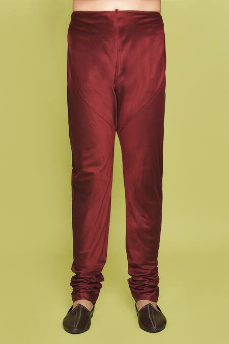 Arihant Rai Sinha_Maroon Silk Feathers Pattern Sherwani Set _Online_at_Aza_Fashions