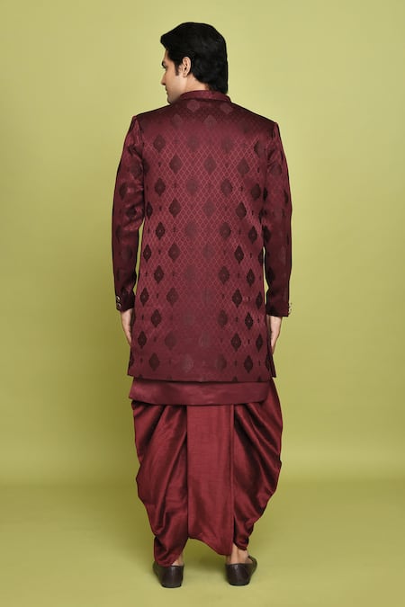 Arihant Rai Sinha Feather Pattern Sherwani Dhoti Set 