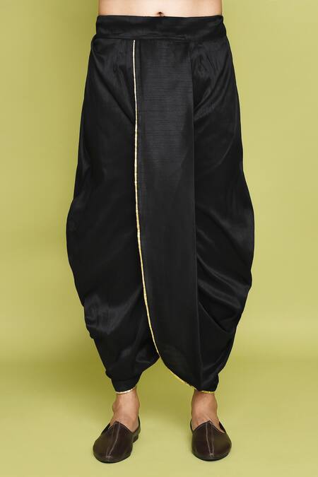 Arihant Rai Sinha Black Georgette, Silk Embroidery Leaf Pattern Sherwani Dhoti Set Online at Aza Fashions Arihant Rai Sinha_Black Georgette, Silk Embroidery Leaf Pattern Sherwani Dhoti Set _Online_at_Aza_Fashions