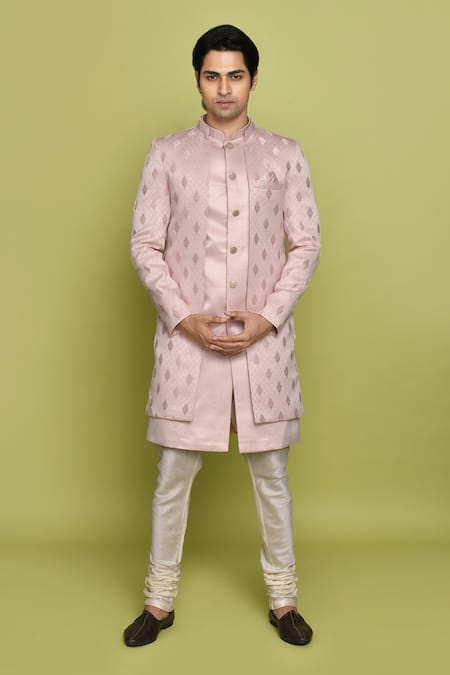 Aryavir Malhotra Leaf Pattern Sherwani Churidar Set 