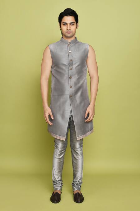 Buy Arihant Rai Sinha Grey Brocade, Silk Chevron Pattern Sherwani And Kurta Set Online at Aza Fashions Buy_Arihant Rai Sinha_Grey Brocade, Silk Chevron Pattern Sherwani And Kurta Set _Online_at_Aza_Fashions
