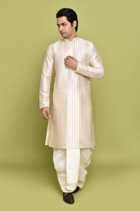 Aryavir Malhotra Thread Embroidered Kurta With Dhoti 