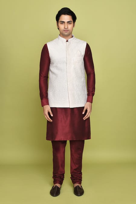 Aryavir Malhotra Sequin Embroidered Nehru Jacket With Kurta 