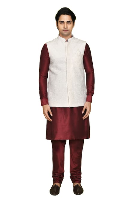 Buy_Arihant Rai Sinha_Cream Silk Sequins Embroidered Nehru Jacket And Kurta