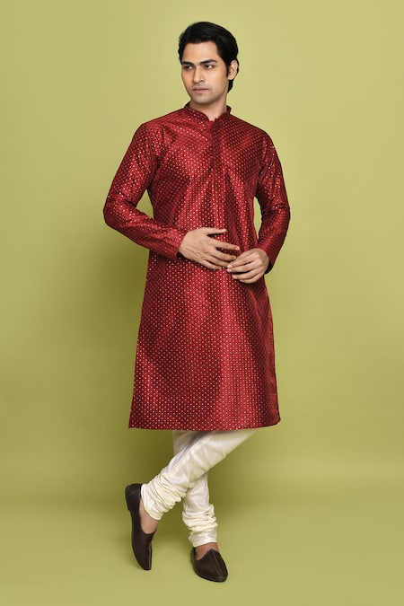 Aryavir Malhotra Tikki Embroidered Kurta With Churidar 