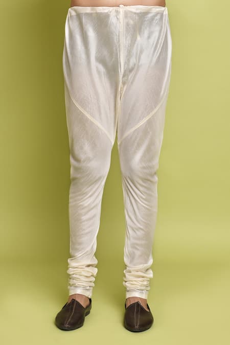 Arihant Rai Sinha_Cream Silk, Chanderi Embroidery Tikki Kurta With Churidar _Online_at_Aza_Fashions