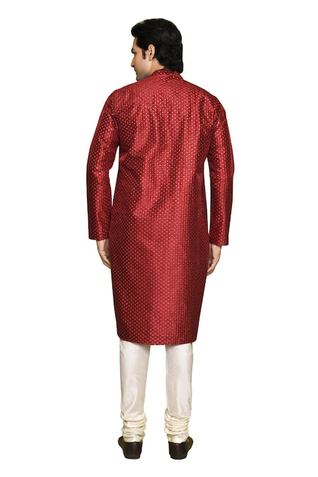 Buy_Arihant Rai Sinha_Cream Silk, Chanderi Embroidery Tikki Kurta With Churidar _Online_at_Aza_Fashions