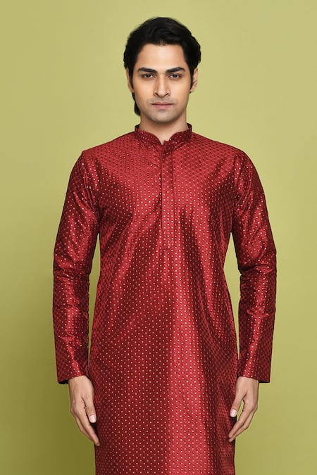 Arihant Rai Sinha_Cream Silk, Chanderi Embroidery Tikki Kurta With Churidar _at_Aza_Fashions