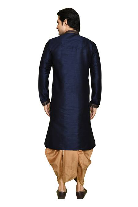 Arihant Rai Sinha_Blue Silk, Polyester Sequins, Embroidery Swirl Kurta With Dhoti Pant _Online_at_Aza_Fashions