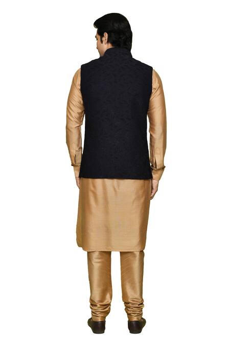 Arihant Rai Sinha Black Velvet, Silk Bundi With Beige Kurta at Aza Fashions Arihant Rai Sinha_Black Velvet, Silk Bundi With Beige Kurta _at_Aza_Fashions