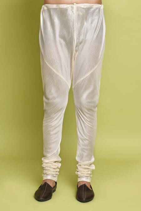 Shop_Arihant Rai Sinha_Yellow Rayon, Silk, Sequins, Chevron Kurta With Churidar 