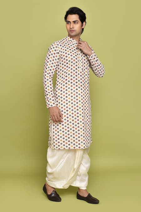 Aryavir Malhotra Floral Jaal Pattern Kurta With Dhoti Pant 