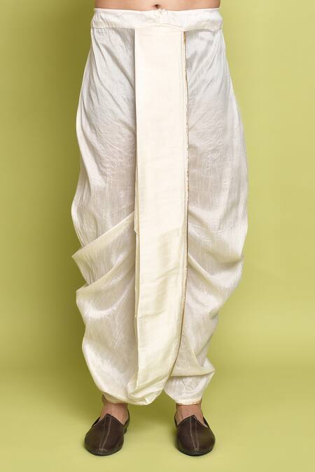 Arihant Rai Sinha White Cotton, Silk Embroidery Floral Jaal Pattern Kurta With Dhoti Pant Online at Aza Fashions Arihant Rai Sinha_White Cotton, Silk Embroidery Floral Jaal Pattern Kurta With Dhoti Pant _Online_at_Aza_Fashions