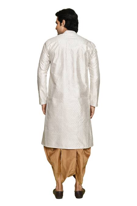 Arihant Rai Sinha White Silk Sequins, Embroidery Thread Kurta With Dhoti Pant Online at Aza Fashions Arihant Rai Sinha_White Silk Sequins, Embroidery Thread Kurta With Dhoti Pant _Online_at_Aza_Fashions
