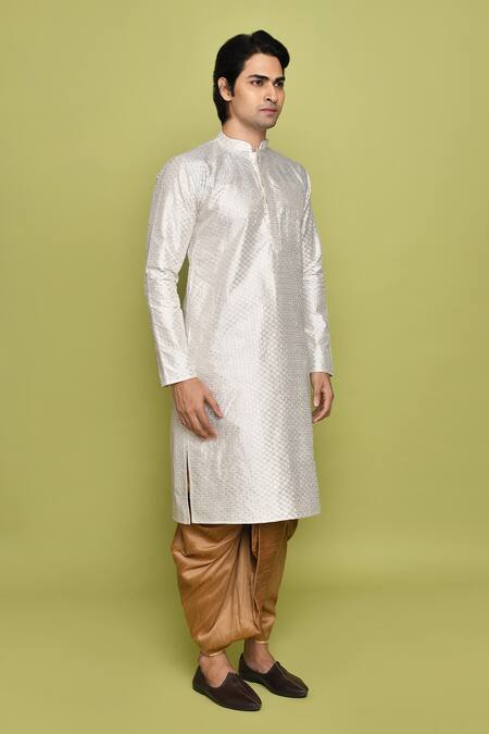 Buy Arihant Rai Sinha White Silk Sequins, Embroidery Thread Kurta With Dhoti Pant Buy_Arihant Rai Sinha_White Silk Sequins, Embroidery Thread Kurta With Dhoti Pant