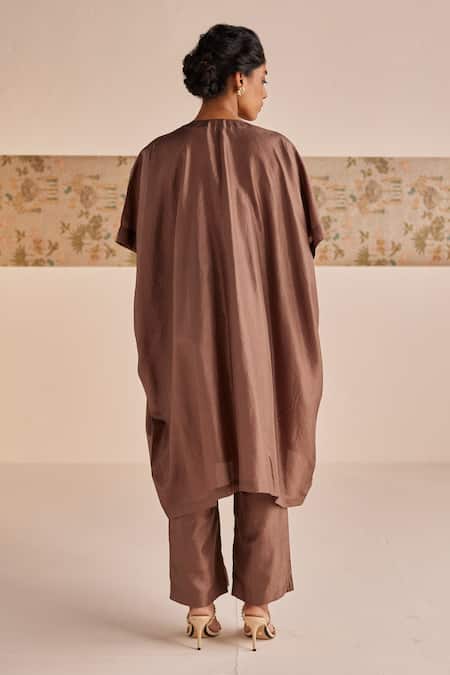 Esha Arora Silk Zardozi Embroidered Bodice Kaftan With Pant 